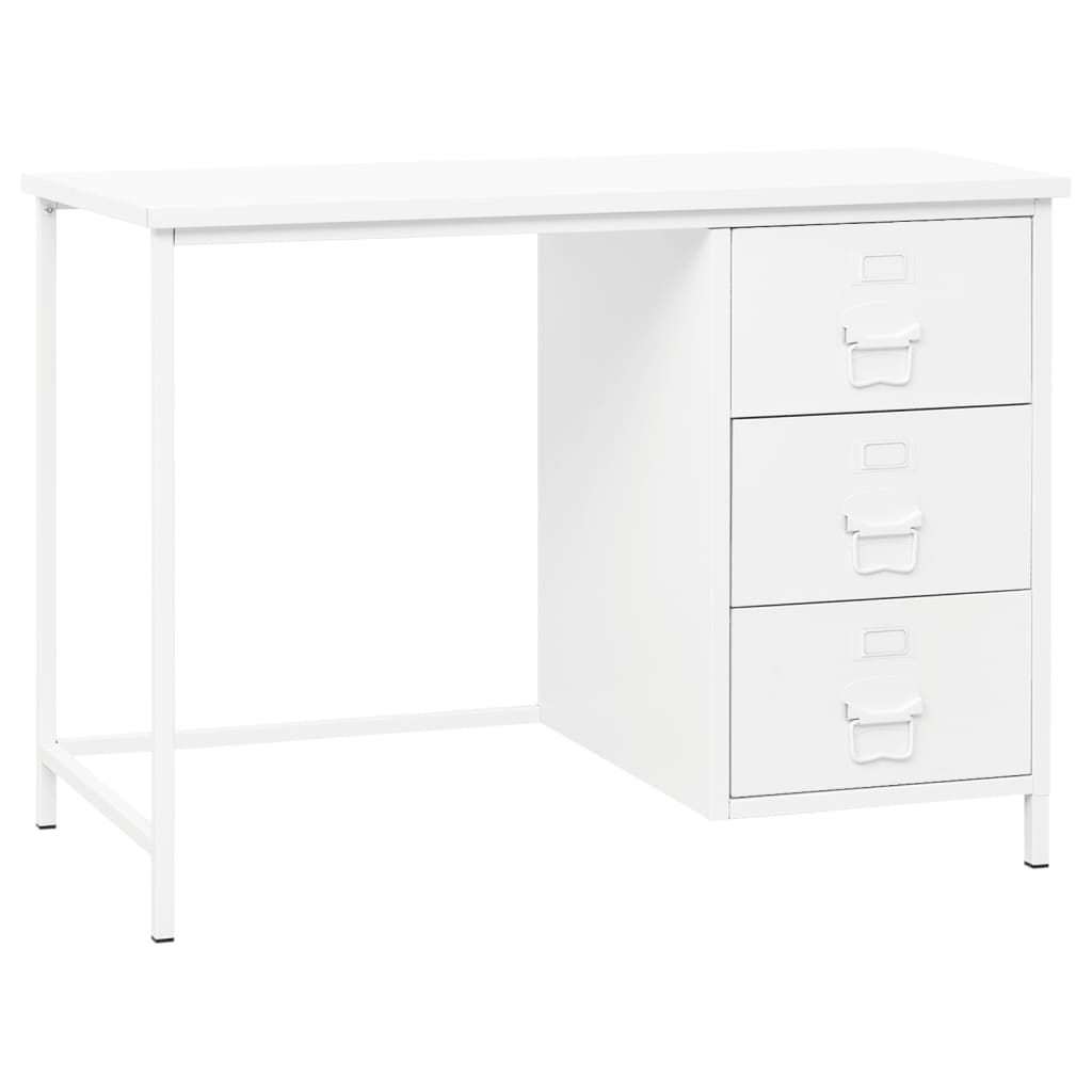 vidaXL Industrial Desk with Drawers White 41.3