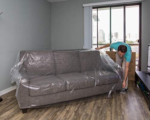 U-Haul Moving & Storage Sofa Cover (Fits Sofas up to 8' Long) - Water Resistant Plastic Sheet Couch Protection - 42