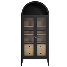 Modway EEI-6639-BLK-OAK Nolan Tall Arched Storage Display Cabinet, Black Oak