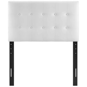 Modway Emily Tufted Button Faux Leather Upholstered Twin Headboard in White