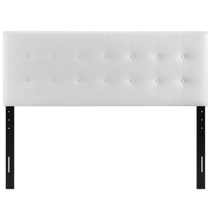 Modway Emily Tufted Button Faux Leather Upholstered Twin Headboard in White