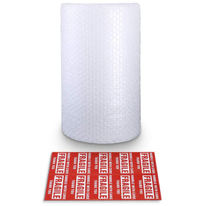 2-Pack Bubble Cushioning Nylon Wrap Rolls, 3/16" x 12" x 72' ft Total, Perforated Every 12", 20 Fragile Stickers for Packaging, Shipping, Mailing