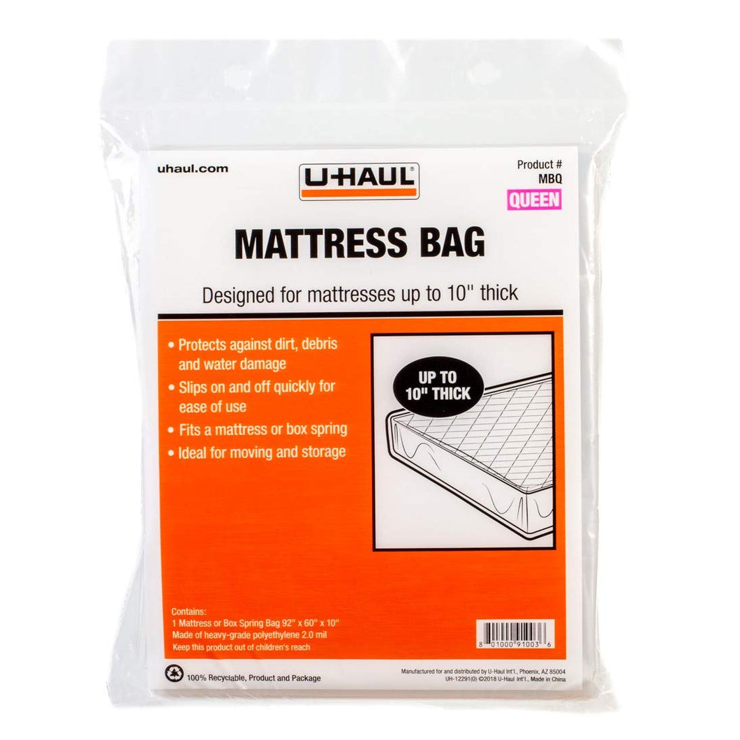 U-Haul Standard Queen Mattress Bag – Moving & Storage Cover for Mattress or Box Spring – 92