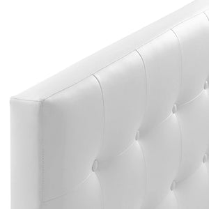 Modway Emily Tufted Button Faux Leather Upholstered Twin Headboard in White