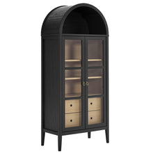 Modway EEI-6639-BLK-OAK Nolan Tall Arched Storage Display Cabinet, Black Oak