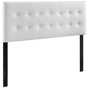 Modway Emily Tufted Button Faux Leather Upholstered Twin Headboard in White