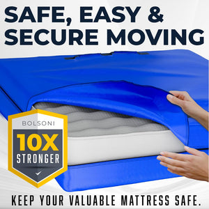 Mattress Bags for Moving and Storage | Extra Thick Heavy Duty Reusable Mattress Cover Protector Tarp with Premium Strong Zipper and 8 Patented Easy to Carry Handles (King Size)