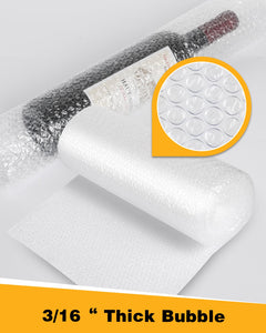 2-Pack Bubble Cushioning Nylon Wrap Rolls, 3/16" x 12" x 72' ft Total, Perforated Every 12", 20 Fragile Stickers for Packaging, Shipping, Mailing