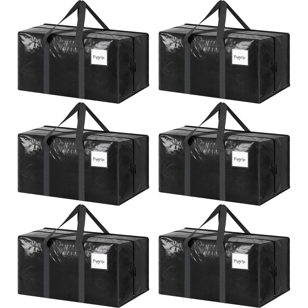 6 Pack Extra Heavy Duty Large Moving Bags with Strong Zipper & Comfortable Handles, Sturdy & Durable Clothes Storage Bags Totes Bins, Blue Packing Bags Moving Boxes College Moving Supplies, Dark Blue