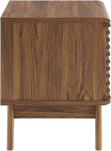 Modway Render Mid-Century Modern 19" Vinyl Record Display Stand in Walnut, 19 Inch