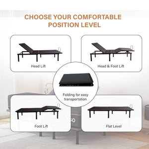 MLILY EGOHOME Adjustable Bed Frame Queen for Pain Relief, Electric Queen Size Adjustable Bed Base with Wireless Remote for Head and Foot Incline, Easy Assembly