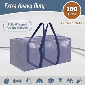 6 Pack Extra Heavy Duty Large Moving Bags with Strong Zipper & Comfortable Handles, Sturdy & Durable Clothes Storage Bags Totes Bins, Blue Packing Bags Moving Boxes College Moving Supplies, Dark Blue