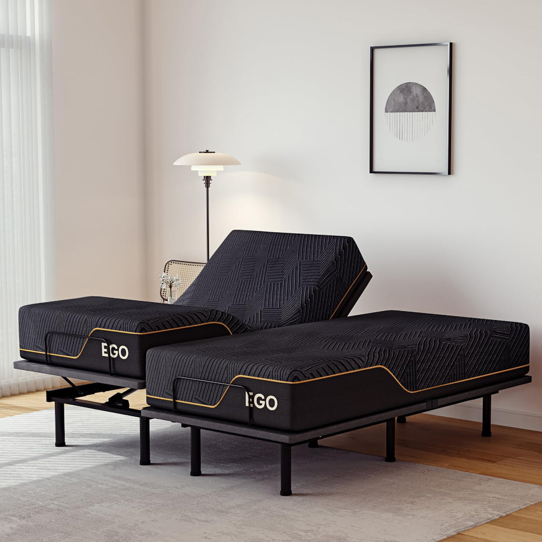 MLILY EGOHOME Adjustable Bed Frame Queen for Pain Relief, Electric Queen Size Adjustable Bed Base with Wireless Remote for Head and Foot Incline, Easy Assembly