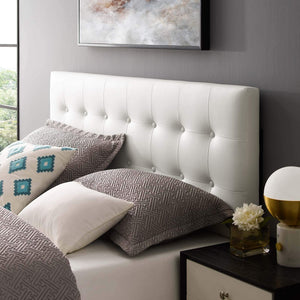 Modway Emily Tufted Button Faux Leather Upholstered Twin Headboard in White