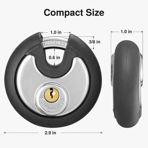 Puroma Keyed Padlock, Stainless Steel Discus Locker Lock Heavy Duty Locks with 3 Keys, Waterproof Outdoors Gate Storage Unit Lock with 3/8 Inch Shackle for Warehouse, Gym Storage Locker (1 Pack)