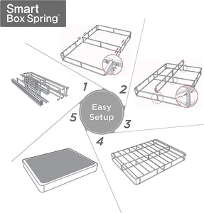 9 Inch Metal Smart Box Spring - Quick Assembly, Mattress Foundation, Strong Metal Frame, Easy Assembly, Queen