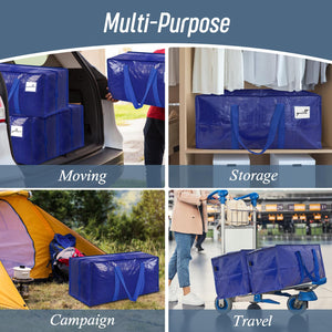 6 Pack Extra Heavy Duty Large Moving Bags with Strong Zipper & Comfortable Handles, Sturdy & Durable Clothes Storage Bags Totes Bins, Blue Packing Bags Moving Boxes College Moving Supplies, Dark Blue