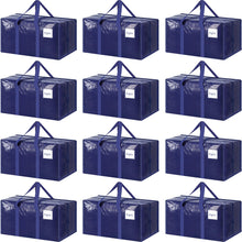 6 Pack Extra Heavy Duty Large Moving Bags with Strong Zipper & Comfortable Handles, Sturdy & Durable Clothes Storage Bags Totes Bins, Blue Packing Bags Moving Boxes College Moving Supplies, Dark Blue