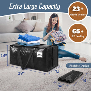 6 Pack Extra Heavy Duty Large Moving Bags with Strong Zipper & Comfortable Handles, Sturdy & Durable Clothes Storage Bags Totes Bins, Blue Packing Bags Moving Boxes College Moving Supplies, Dark Blue