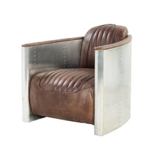 Acme Brancaster Chair in Retro Brown Top Grain Leather and Aluminum