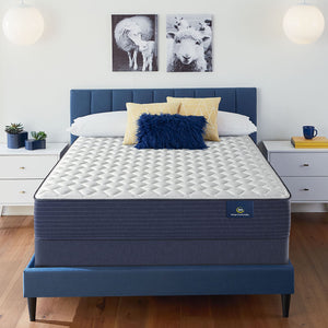 Serta - 15" Clarks Hill Elite Plush Pillow Top Queen Mattress, Comfortable, Cooling, Supportive, CertiPur-US Certified, Queen, White/Blue