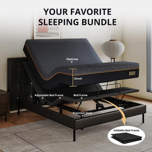 MLILY EGOHOME Adjustable Bed Frame Queen for Pain Relief, Electric Queen Size Adjustable Bed Base with Wireless Remote for Head and Foot Incline, Easy Assembly