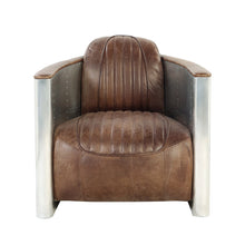 Acme Brancaster Chair in Retro Brown Top Grain Leather and Aluminum