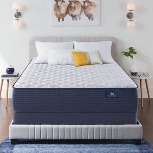 Serta - 15" Clarks Hill Elite Plush Pillow Top Queen Mattress, Comfortable, Cooling, Supportive, CertiPur-US Certified, Queen, White/Blue