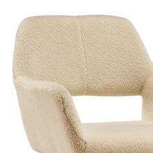 Desk Chair No Wheels Vanity Chair Makeup Chair Comfy Accent Chair for Living Dining Room Bedroom Home Office Mid Century Modern Upholstered Arm Chair Sofa Chair with Wood Legs (Wool White, 1)