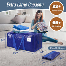 6 Pack Extra Heavy Duty Large Moving Bags with Strong Zipper & Comfortable Handles, Sturdy & Durable Clothes Storage Bags Totes Bins, Blue Packing Bags Moving Boxes College Moving Supplies, Dark Blue