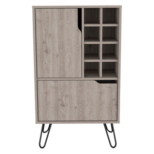 Zamna L Bar Single Door Cabinet, Eight Wine Cubbies