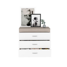 Melia Three Drawer Dresser, Superior Top, Metal Hardware