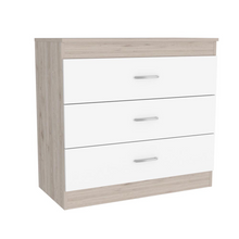 Melia Three Drawer Dresser, Superior Top, Metal Hardware