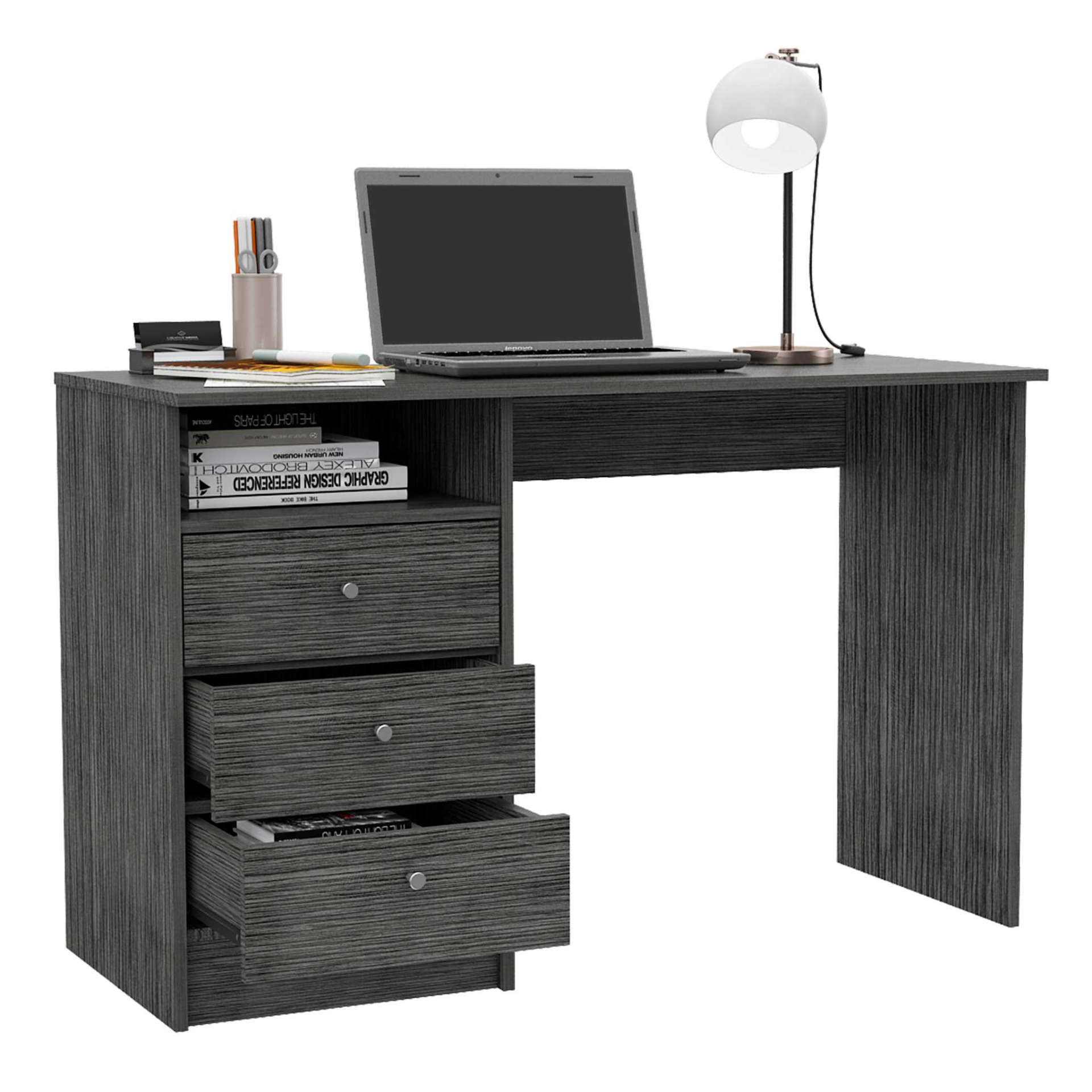 Insignia - Computer Desk with Drawer – 47 Wide - Dark Oak