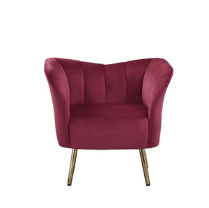 Reese Accent Chair, Burgundy Velvet & Gold