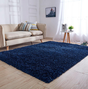 "Coral" Shag Area Rug High Pile in Navy 