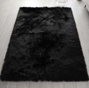 Cozy Ultra Soft Fluffy Faux Fur Black Area Rug