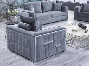 Regina Silver Gray Velvet Living Room Set