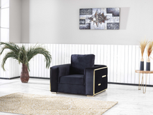 Regina Black Velvet Living Room Set